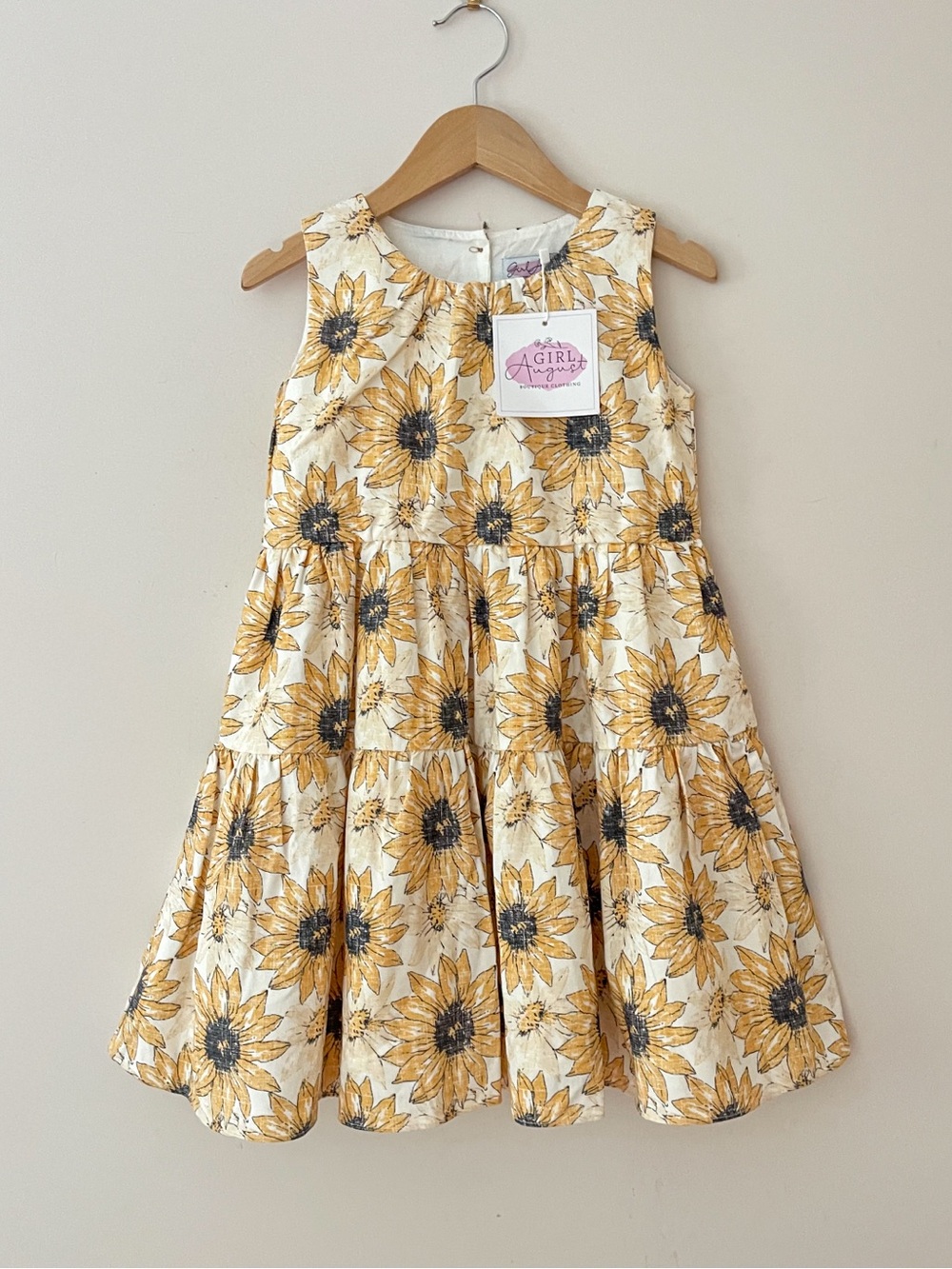 GIRL AUGUST NWT Sunflower Print Tiered Summer Dress